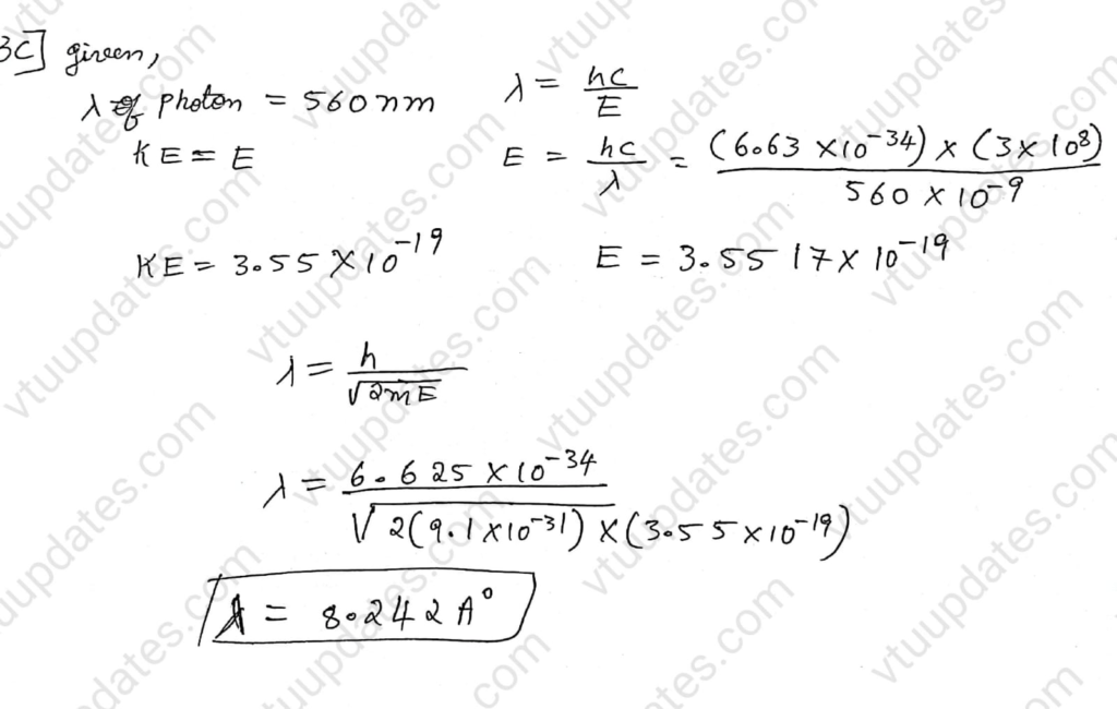 The kinetic energy of an electron is equal to the energy of a photon ...