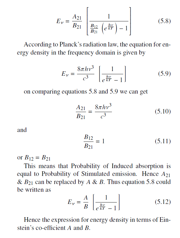 Einstein's Coefficients of A and B  
