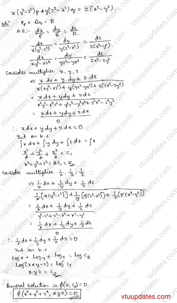 6.C] Solve 𝑥(𝑦2 − 𝑧2)𝑝 + 𝑦(𝑧2 − 𝑥2)𝑞 − 𝑧(𝑥2 − 𝑦2) = 0