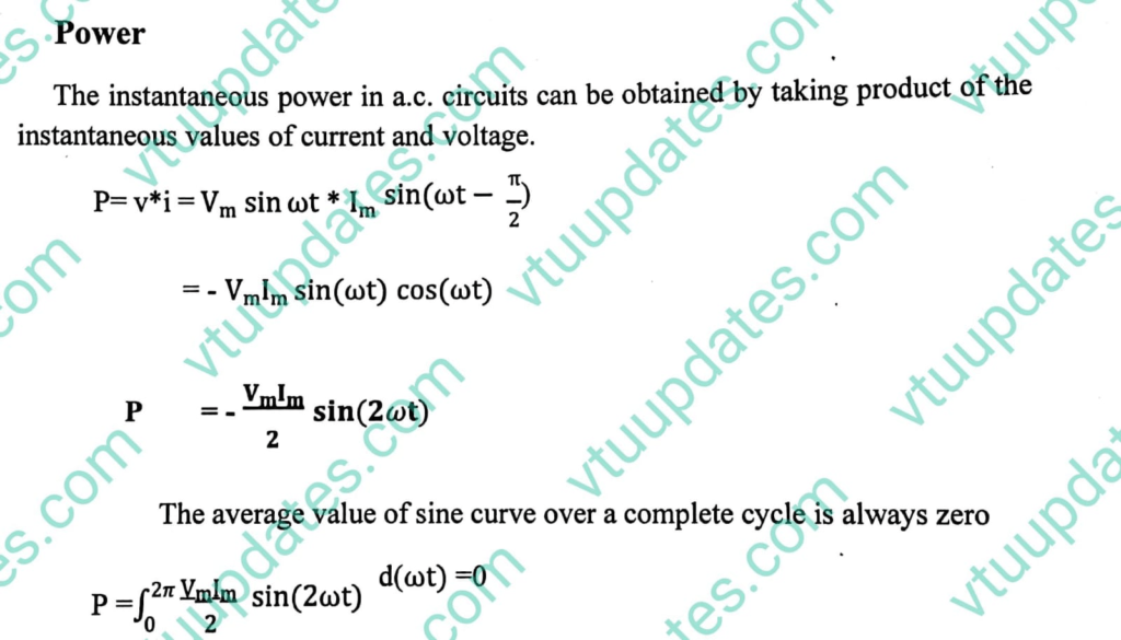 2.C]Justify why pure inductor does not consume any power when connected across single phase A.C. supply?