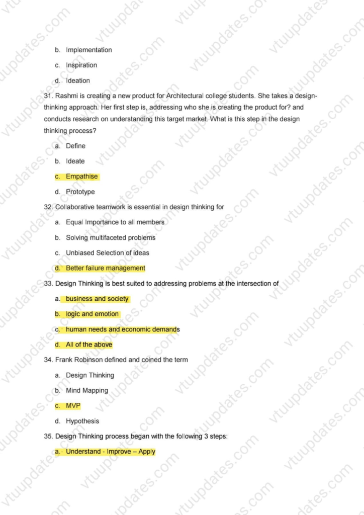 VTU 1st Year IDT Solved Model Question Paper [set 2] with answer 2022