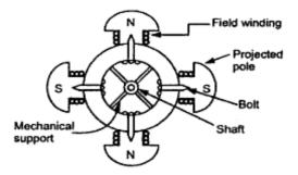 Salient pole or Projected pole type alternator 
