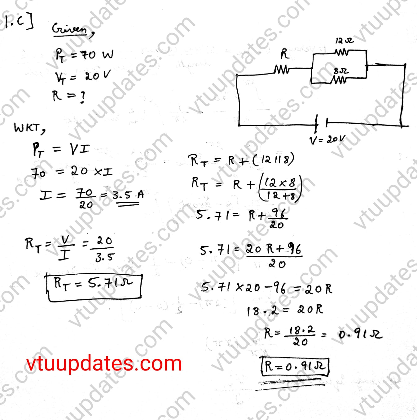 Resistance R Is Connected In Series With A Parallel Circuit Comprising ...