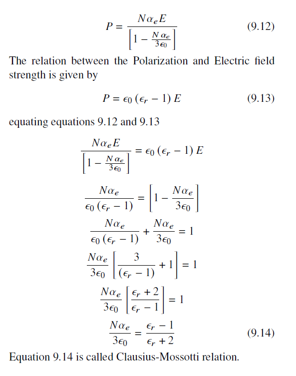 Clausius-Mossotti equation.