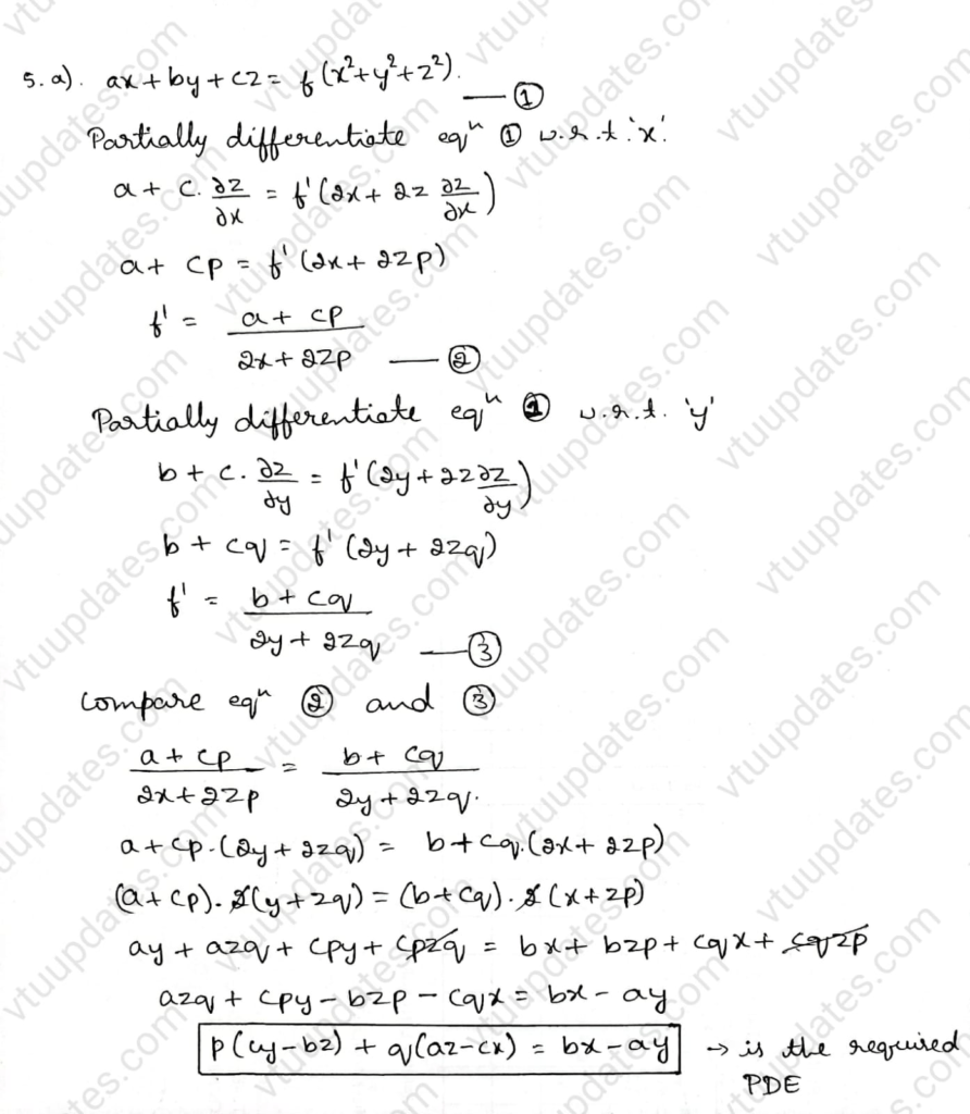 Form The Partial Differential Equation By Eliminating The Arbitrary Function From The Relation 𝑎𝑥 𝑏𝑦