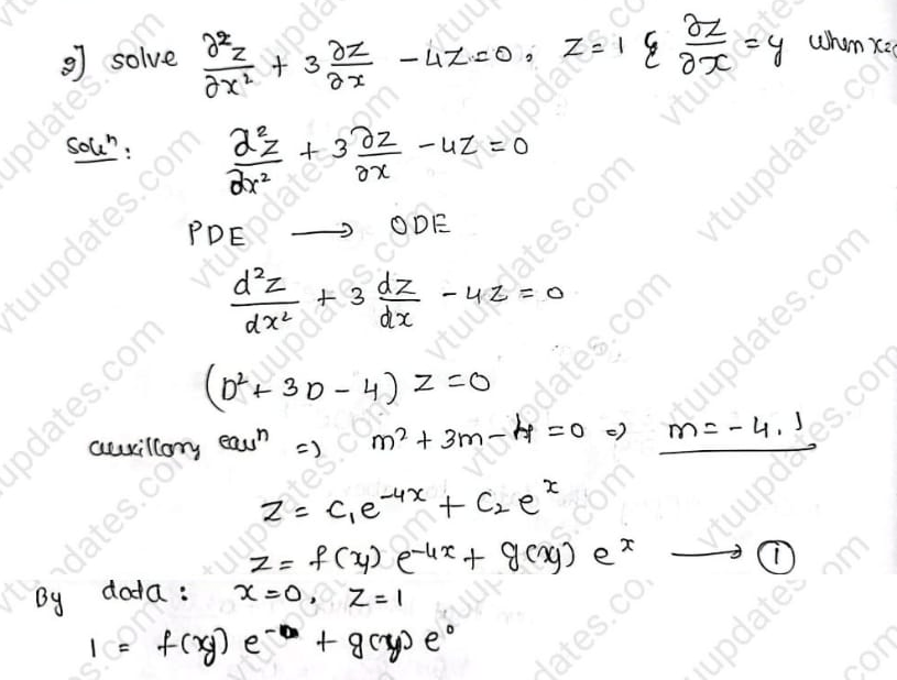 5.B] Solve 𝜕^2𝑧/𝜕𝑥^2=𝑥𝑦 subject to the conditions 𝜕𝑧/𝜕𝑥=log(1 + 𝑦), when 𝑥 = 1 and 𝑧=0, when 𝑥=0.