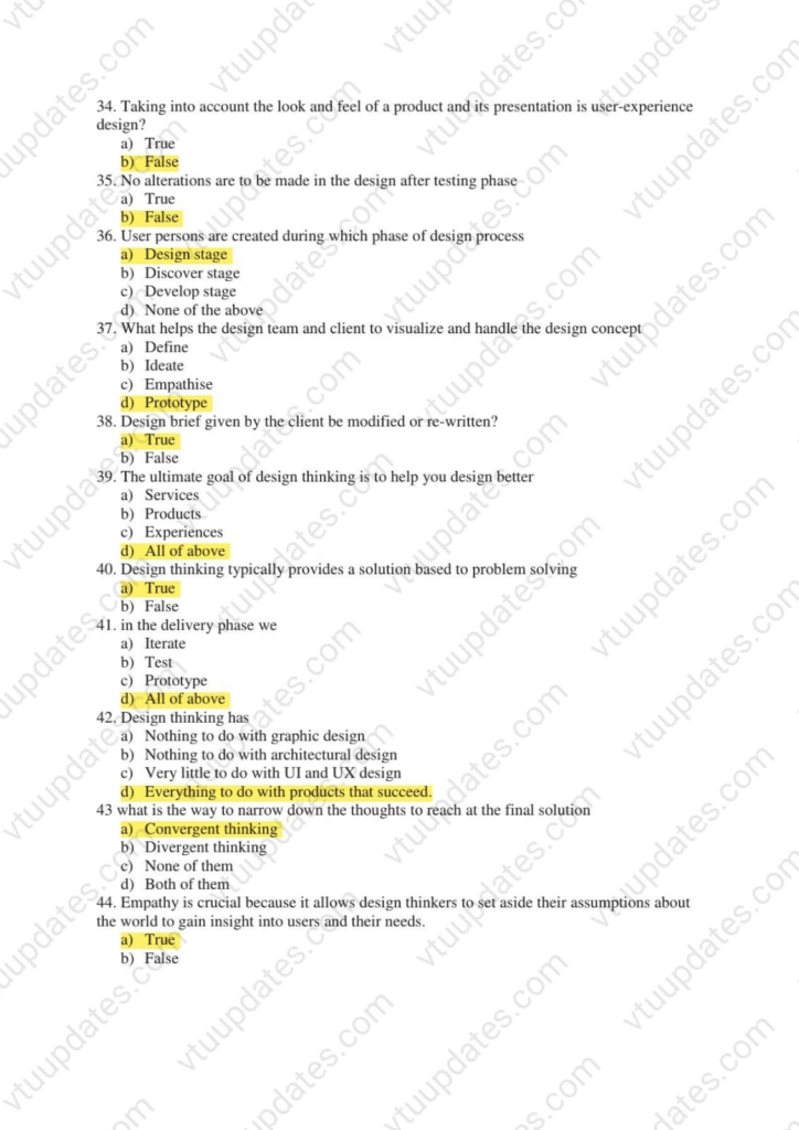 VTU 1st Year IDT [set-1] Solved Model Question Paper with answer 2022