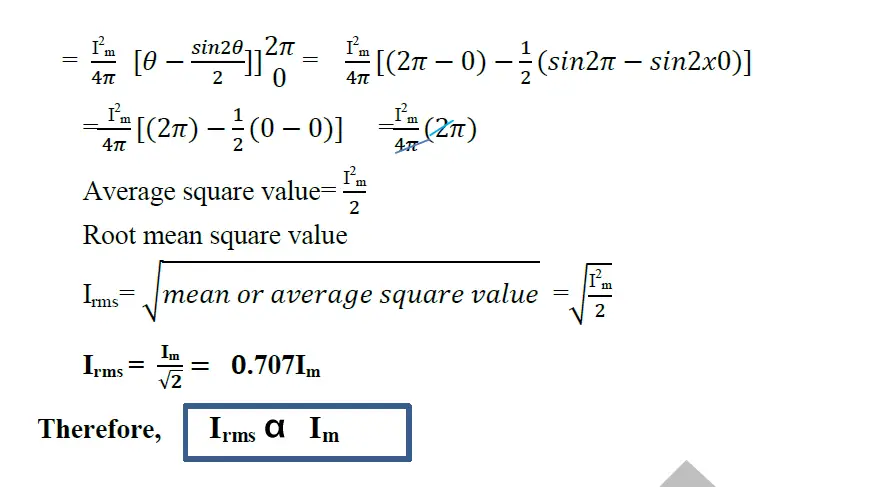  R.M.S value of alternating current.