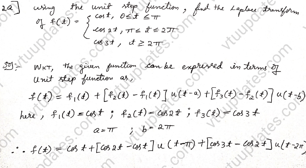 Using The Unit Step Function Find The Laplace Transform Of Vtu Updates