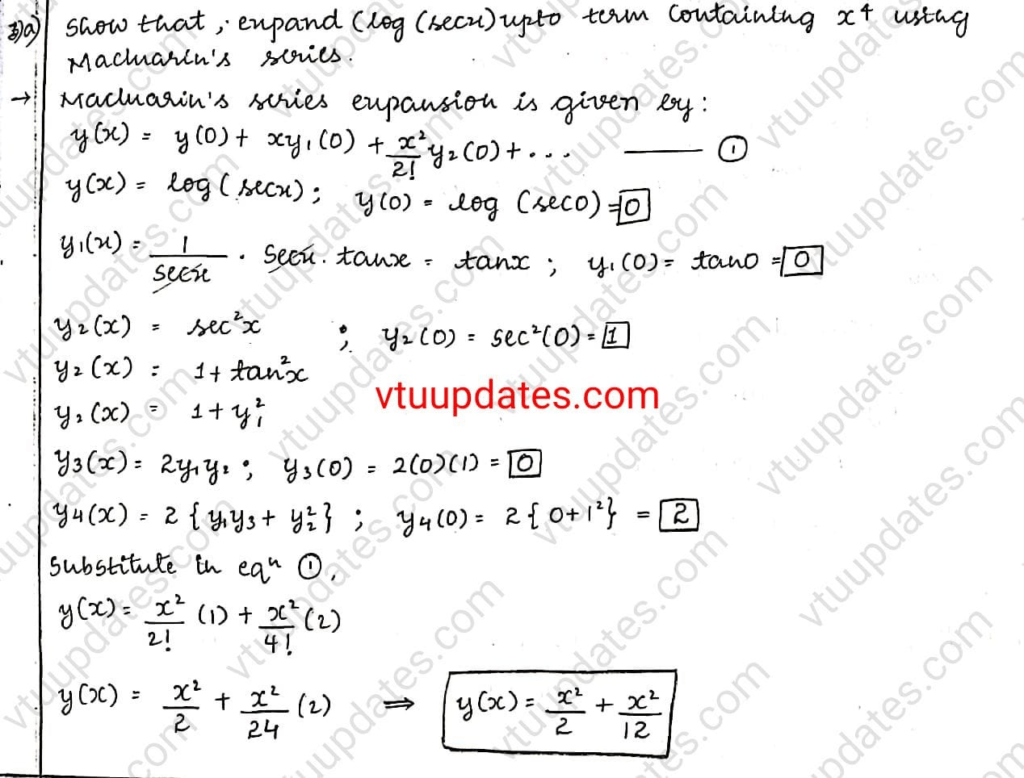 Expand log(secx) up to the term containing x^4
